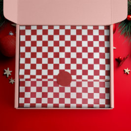 Papel De Seda Rojo y Blanco Retro Check Fiesta