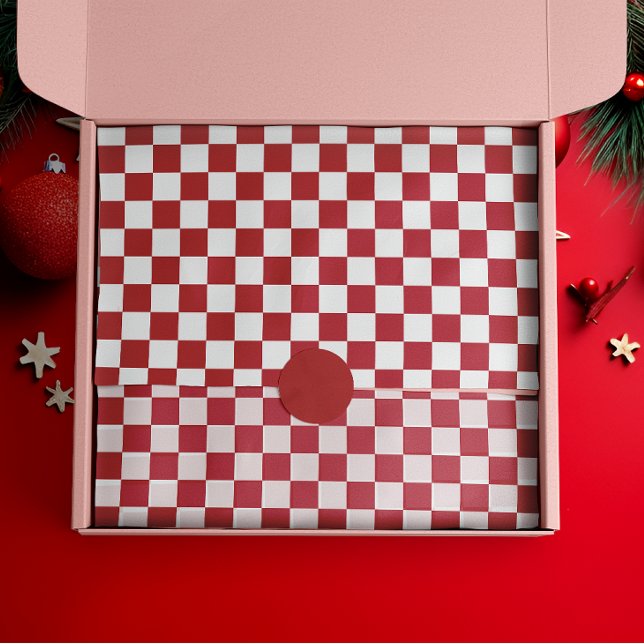 Papel De Seda Rojo y Blanco Retro Check Fiesta (Subido por el creador)