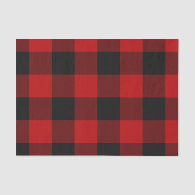 Papel De Seda Rojo y negro cuadros escoceses rustico (Anverso)
