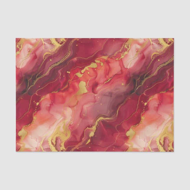 Papel De Seda Rojo y oro moderno y elegante (Anverso)