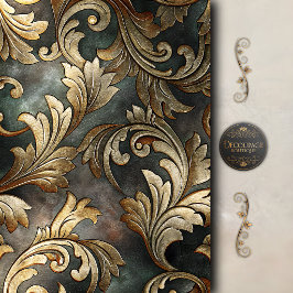 Papel De Seda Rollo de decoupage barroco dorado