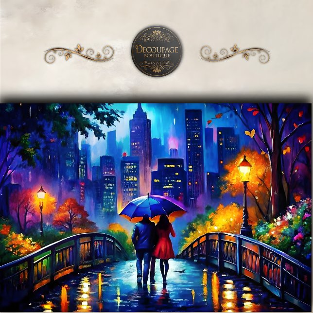 Papel De Seda Romance Ciudadano Lluvia Paseo Decoupage (Romantic Rain Stroll Decoupage Tissue Paper)