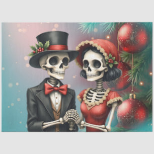 Papel De Seda Romance de Hueso de Navidad, una festiva pareja de