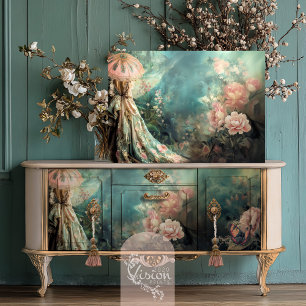 Papel De Seda Romance de Jardín, Retrato Elegante, Floral Etéreo