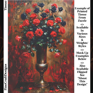 Papel De Seda Romance Gótico Rosas Rojas y Negras EF7L Decoupage