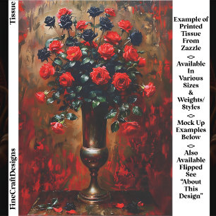 Papel De Seda Romance Gótico Rosas Rojas y Negras EF7R Decoupage