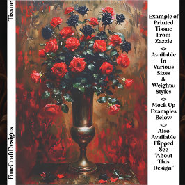 Papel De Seda Romance gótico Rosas rojos y negros EF7L Decoupage