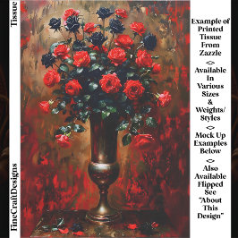Papel De Seda Romance gótico Rosas rojos y negros EF7R Decoupage