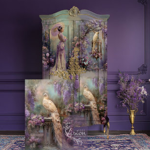 Papel De Seda Romance Lavanda Pavo Real Blanco Floral Etéreo