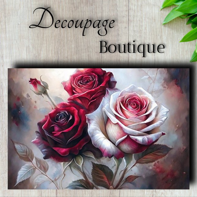Papel De Seda Romance Real Rosa Decoupage (Royal Rose Romance Decoupage Tissue Paper)