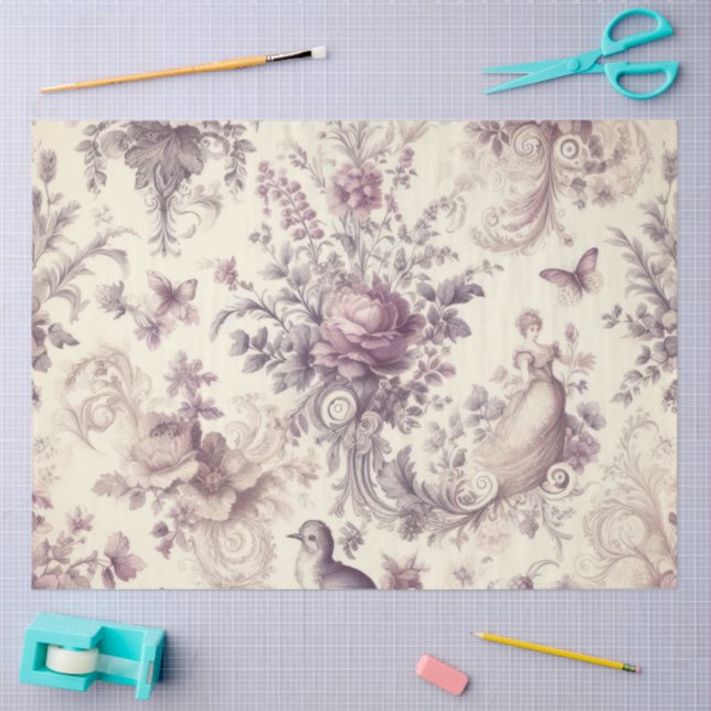 Papel De Seda Romantic French Roses Birds Decoupage (Artesanía)