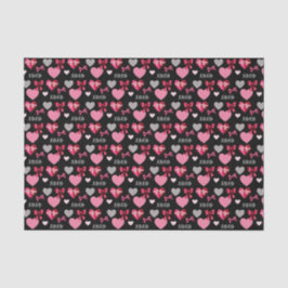 Papel De Seda Romantic Hearts, Ribbons and XOXO Patterned
