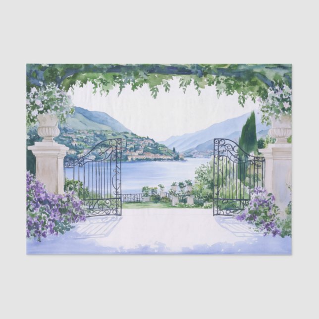 Papel De Seda Romantic Lake View Garden Gates Italia (Anverso)