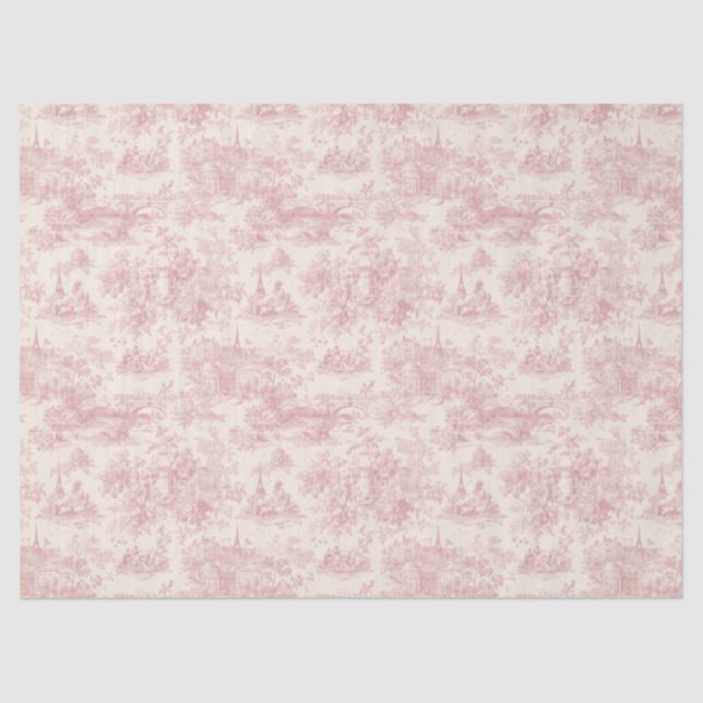 Papel De Seda Romantic Pink French Toile Countryside Pattern (4) (Anverso)
