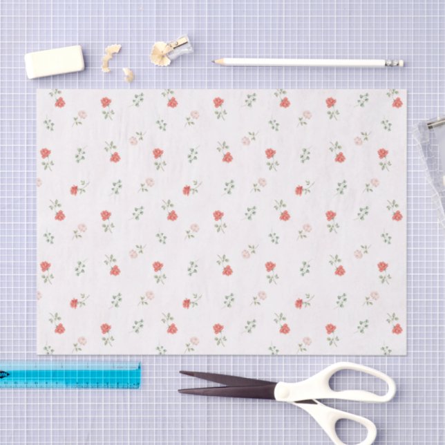 Papel De Seda Romantic Red Blush Pink Roses Love (Artesanía)