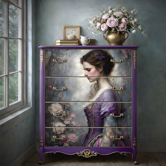 Papel De Seda Romantic Rose Garden Woman Portrait Decoupage (Romantic Rose Garden Woman Portrait Decoupage Tissue Paper)