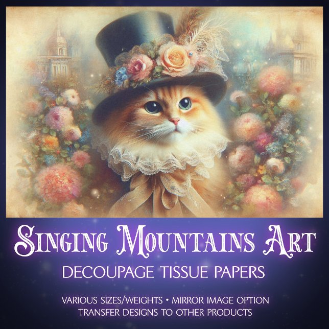 Papel De Seda Romantic Victorian Garden Cat Decoupage  (Subido por el creador)