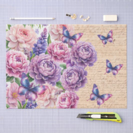 Papel De Seda Romantic Vintage Floral Love Letter Decoupage