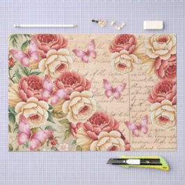 Papel De Seda Romantic Vintage Floral Love Letter Decoupage