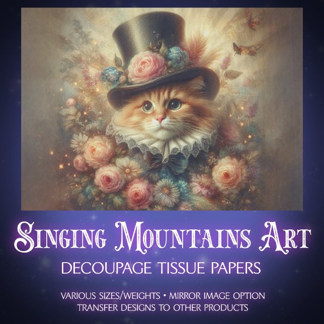 Papel De Seda Romantic Vintage Tabby Cat Decoupage  (Subido por el creador)
