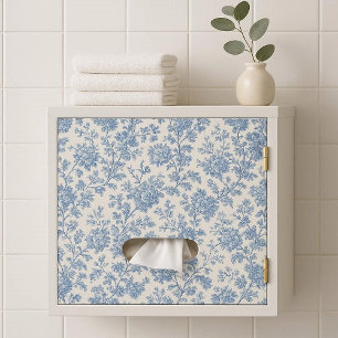 Papel De Seda Romántica toile de Jouy francesa floral azul suave