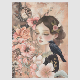 Papel De Seda Romántico Chica victoriano y vintage rustic floral