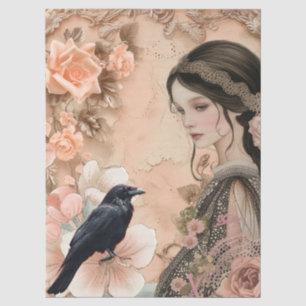 Papel De Seda Romántico Chica victoriano y vintage rustic floral