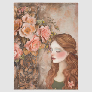 Papel De Seda Romántico Chica victoriano y vintage rustic floral