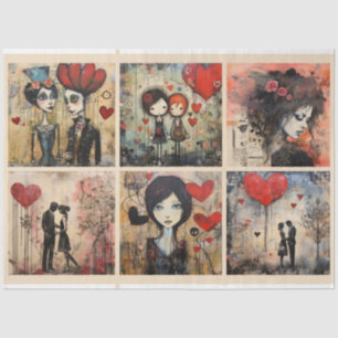 Papel De Seda Romántico de medios mixtos Pareja San Valentín 2
