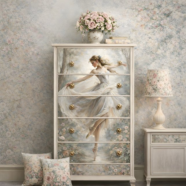 Papel De Seda Romántico desenlace del bosque de bailes de balanz (Romantic Ballerina Dance Forest Decoupage Tissue Paper)