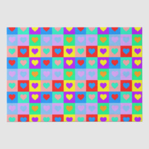 Papel De Seda Romántico Pop Art Colorful Heart Pattern