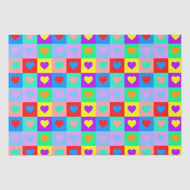 Papel De Seda Romántico Pop Art Colorful Heart Pattern (Anverso)
