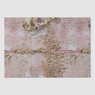 Papel De Seda Romántico Rococo Dusty Rosa de encaje antiguo