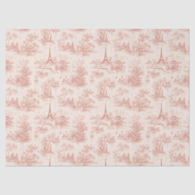 Papel De Seda Romántico Toile Francés de Campo Rosa (2) (Anverso)
