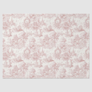 Papel De Seda Romántico Toile Francés de Campo Rosa (5)