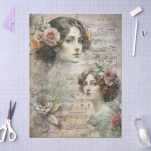 Papel De Seda Romántico Victoriano Vintage Ephemera Florals