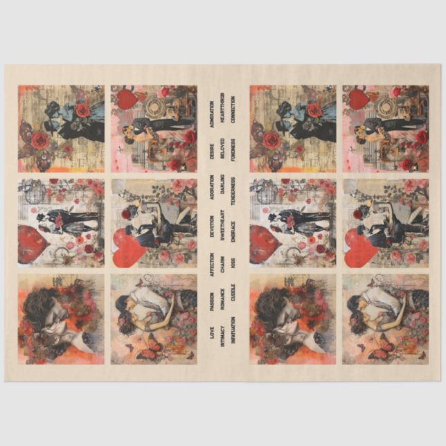 Papel De Seda Románticos medios mixtos Pareja Valentine 3 (Anverso)