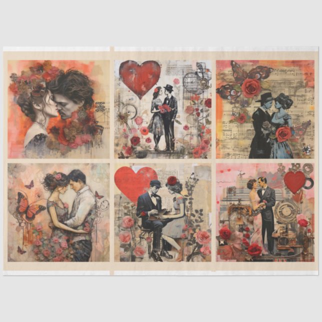 Papel De Seda Románticos medios mixtos Pareja Valentine 3 (Anverso)