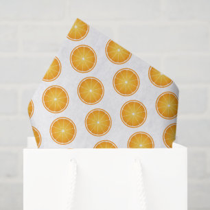 Papel De Seda Rondajas de naranja jugosa fresca patrón en blanco