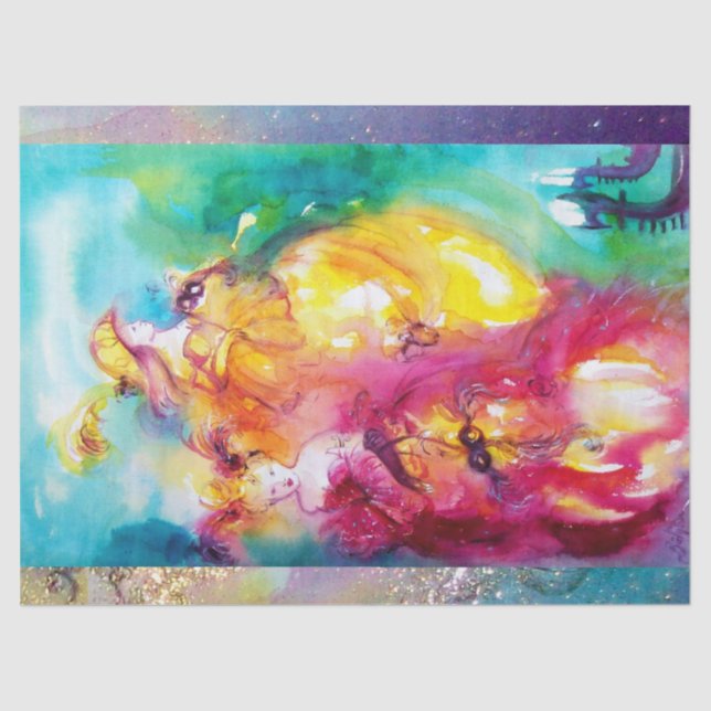 Papel De Seda RONDO EN LAGUNA, Damas de Venecia de la noche de m (Anverso)