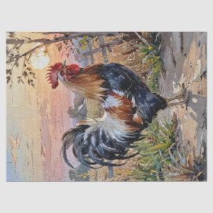 Papel De Seda Rooster At Sunrise