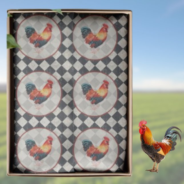 Papel De Seda Rooster Black White Checkered French Farmhouse   (Subido por el creador)