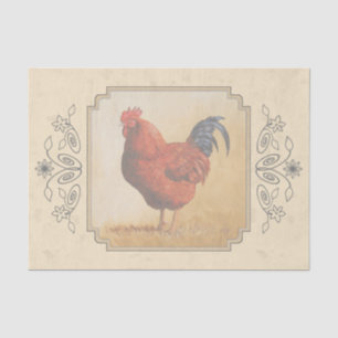 Papel De Seda Rooster Rojo de Rhode Island Fondo Amarillo