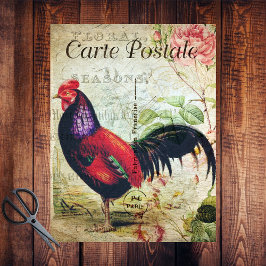 Papel De Seda Rooster Rojo vibrante del país francés