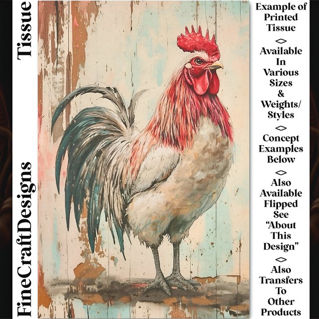 Papel De Seda Rooster Rústico Francés Farmhouse DB6R Decoupage (Subido por el creador)