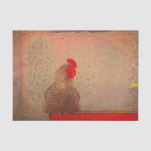 Papel De Seda Rooster Vintage Antique Red Brown Textura Granja T