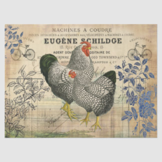 Papel De Seda Rooster vintage y desenlace de Hen Ephemera
