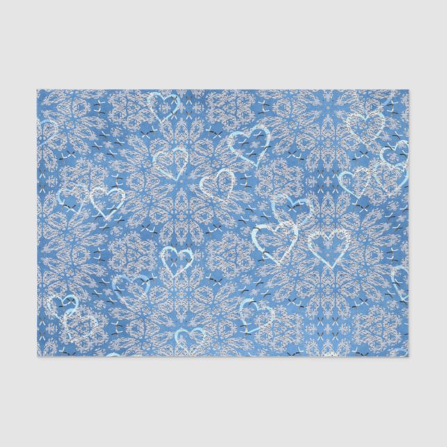 Papel De Seda Ropa Blanca Y Corazones En Azul (Anverso)