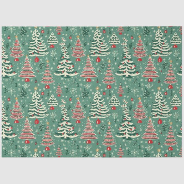 Papel De Seda Ropa de árbol de Navidad: Navidades rojos y verdes (Anverso)