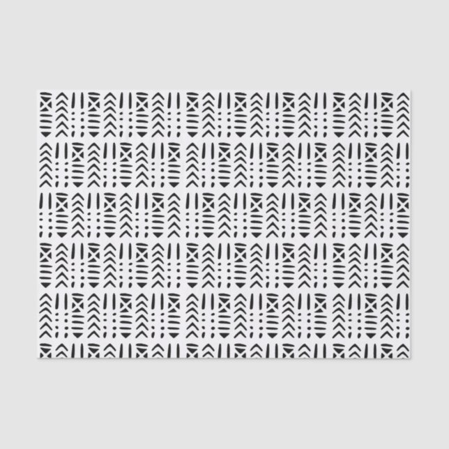 Papel De Seda Ropa de barro africana MC3 negra en blanco (Anverso)